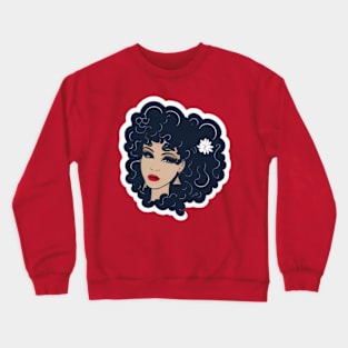 girl with black hair sticker Crewneck Sweatshirt